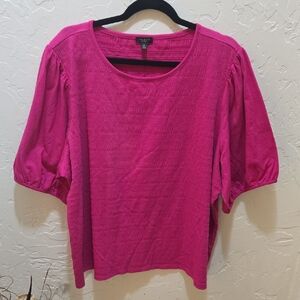 Talbots Vibrant Pink Textured Blouse